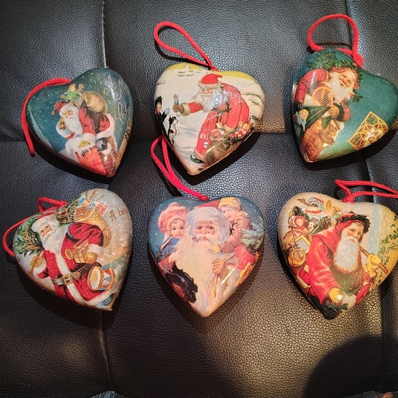 C&F Enterprises Other - Christmas Heart Shaped Paper Mache Ornaments